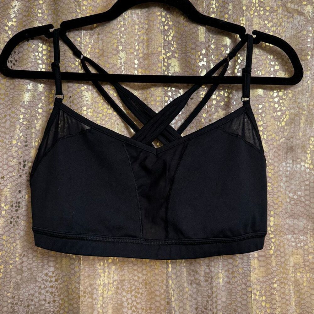 Bebe Black Strappy Back Sports Bra Large